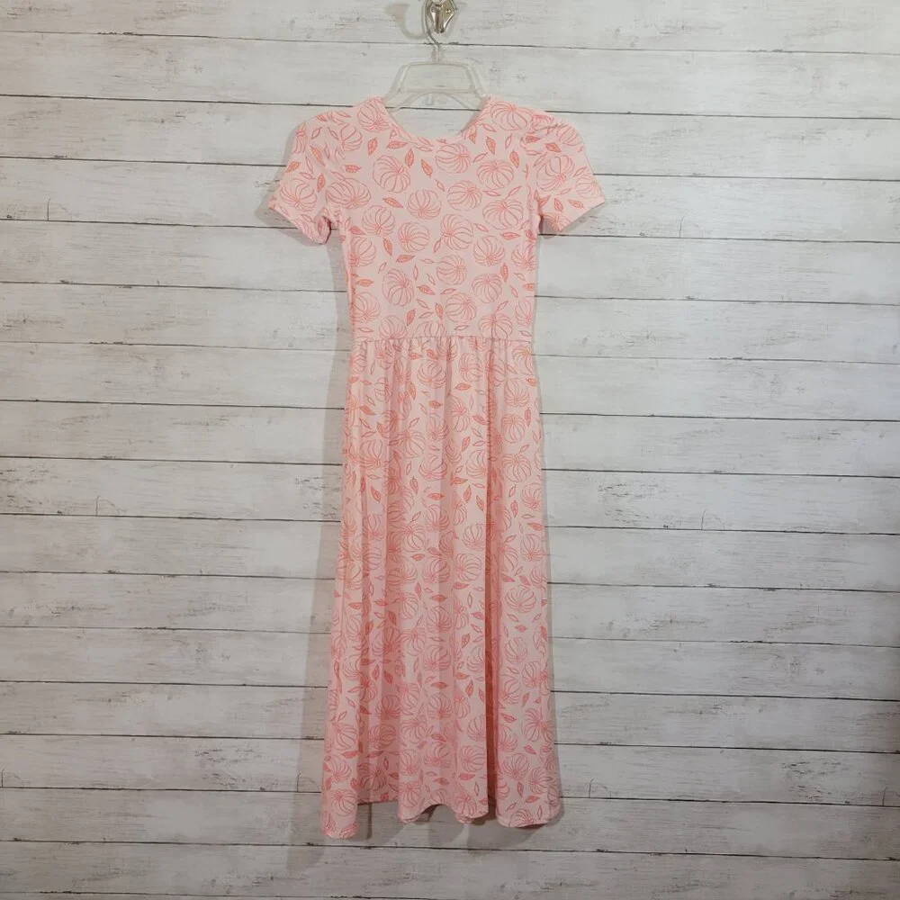 Dot Dot Smile Long Maxi‎ Dress Fall Print Pumpkins Leaves Orange Size 8/10